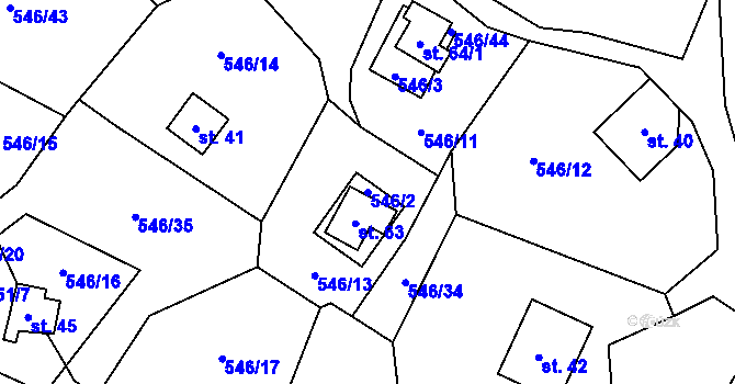 Parcela st. 546/2 v KÚ Beranovec, Katastrální mapa