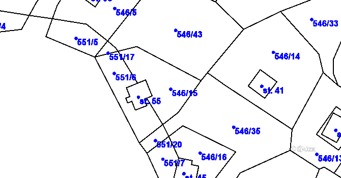 Parcela st. 546/15 v KÚ Beranovec, Katastrální mapa