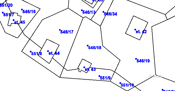 Parcela st. 546/18 v KÚ Beranovec, Katastrální mapa