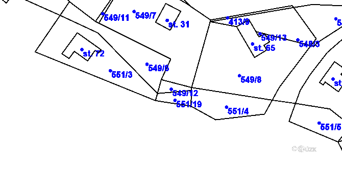 Parcela st. 549/12 v KÚ Beranovec, Katastrální mapa