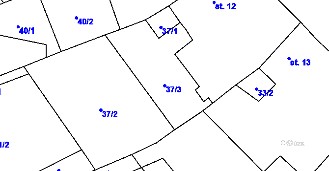 Parcela st. 37/3 v KÚ Prostředkovice, Katastrální mapa