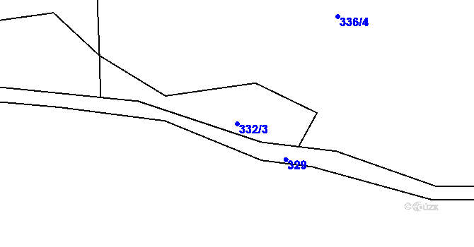 Parcela st. 332/3 v KÚ Prostředkovice, Katastrální mapa