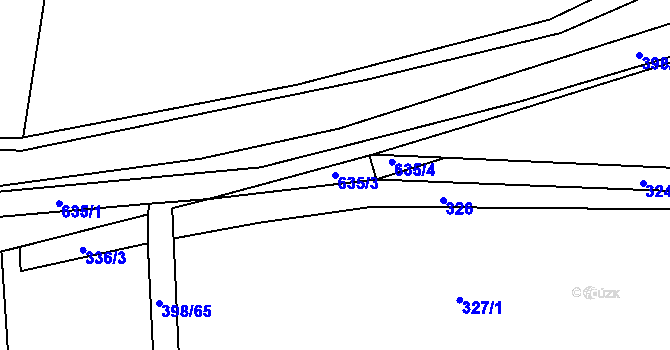 Parcela st. 635/3 v KÚ Prostředkovice, Katastrální mapa