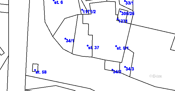 Parcela st. 37 v KÚ Suchá u Jihlavy, Katastrální mapa
