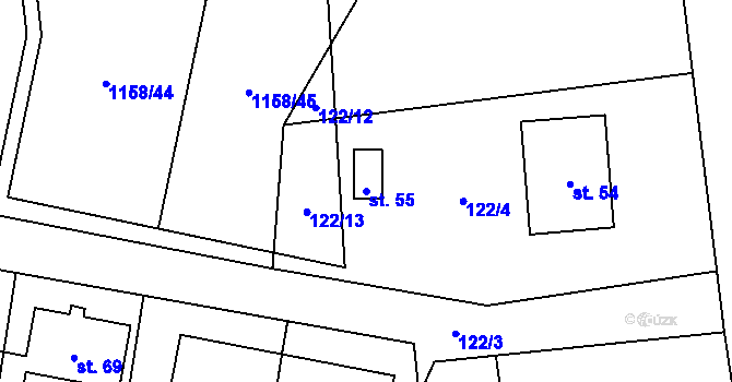 Parcela st. 55 v KÚ Suchá u Jihlavy, Katastrální mapa