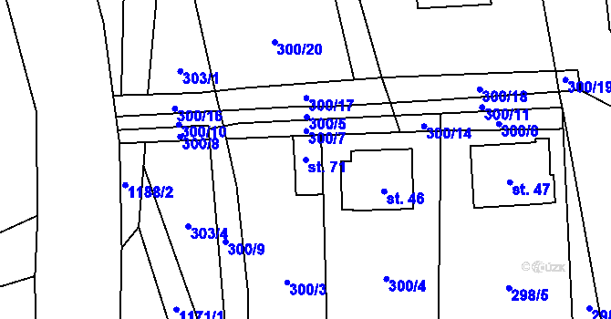 Parcela st. 71 v KÚ Suchá u Jihlavy, Katastrální mapa