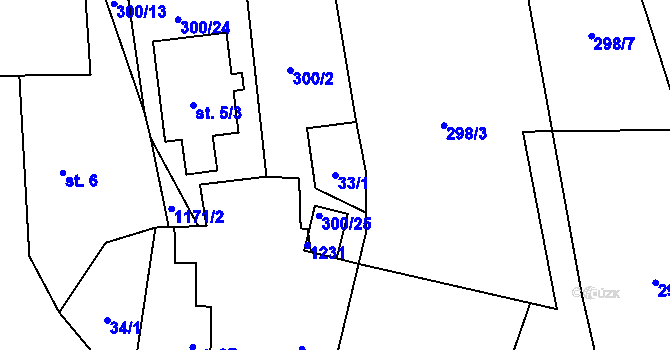 Parcela st. 33/1 v KÚ Suchá u Jihlavy, Katastrální mapa
