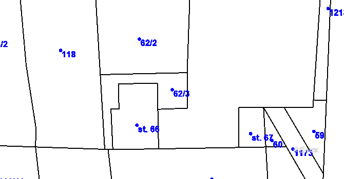 Parcela st. 62/3 v KÚ Suchá u Jihlavy, Katastrální mapa