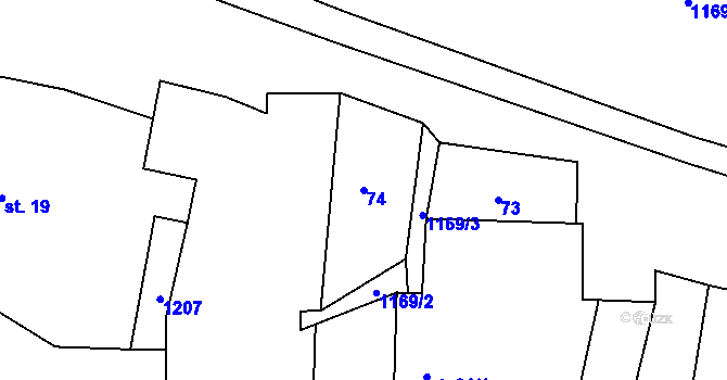 Parcela st. 74 v KÚ Suchá u Jihlavy, Katastrální mapa