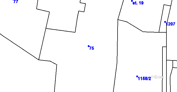 Parcela st. 75 v KÚ Suchá u Jihlavy, Katastrální mapa