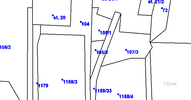 Parcela st. 105/2 v KÚ Suchá u Jihlavy, Katastrální mapa