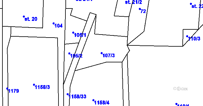 Parcela st. 107/3 v KÚ Suchá u Jihlavy, Katastrální mapa