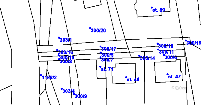 Parcela st. 300/5 v KÚ Suchá u Jihlavy, Katastrální mapa