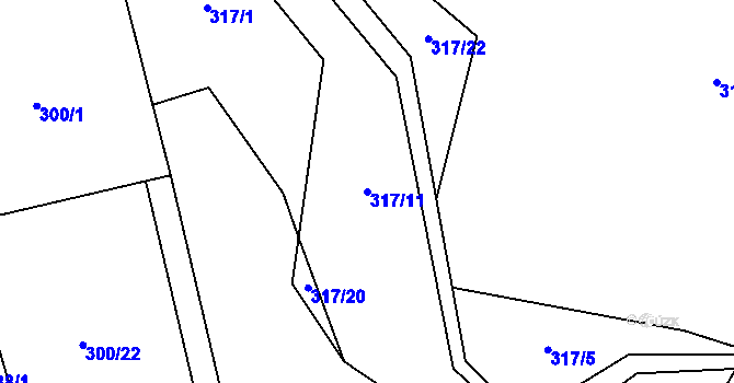 Parcela st. 317/11 v KÚ Suchá u Jihlavy, Katastrální mapa