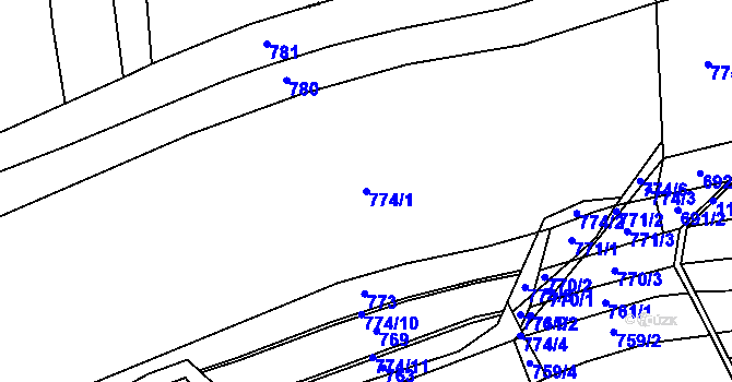 Parcela st. 774/1 v KÚ Suchá u Jihlavy, Katastrální mapa