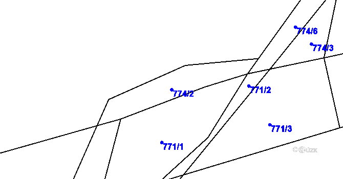 Parcela st. 774/2 v KÚ Suchá u Jihlavy, Katastrální mapa