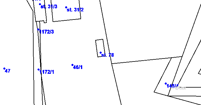 Parcela st. 78 v KÚ Suchá u Jihlavy, Katastrální mapa