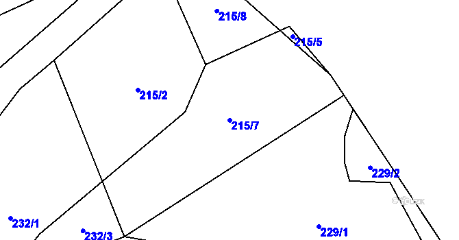 Parcela st. 215/7 v KÚ Suchá u Jihlavy, Katastrální mapa