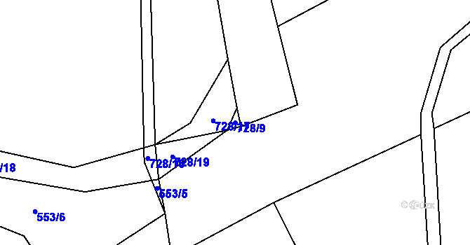 Parcela st. 728/9 v KÚ Suchá u Jihlavy, Katastrální mapa
