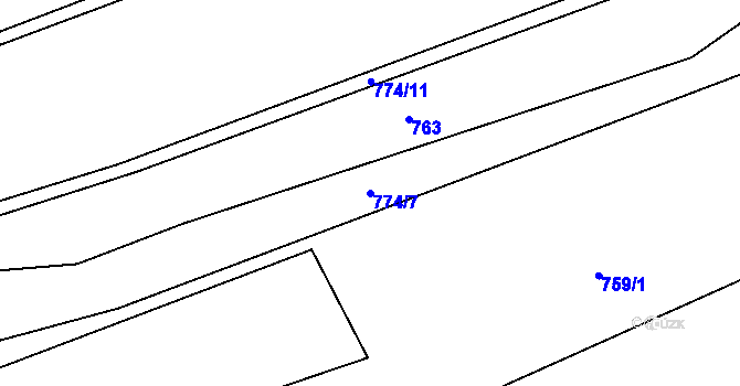 Parcela st. 774/7 v KÚ Suchá u Jihlavy, Katastrální mapa