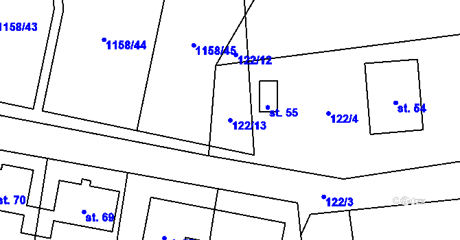 Parcela st. 122/13 v KÚ Suchá u Jihlavy, Katastrální mapa