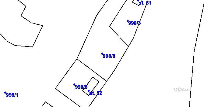 Parcela st. 998/6 v KÚ Suchá u Jihlavy, Katastrální mapa