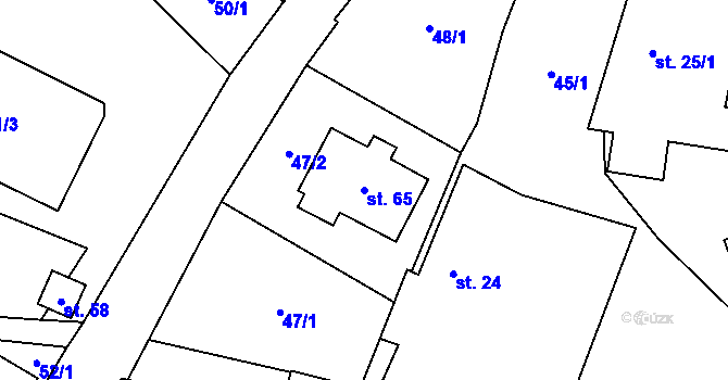 Parcela st. 65 v KÚ Suchá Lhota, Katastrální mapa