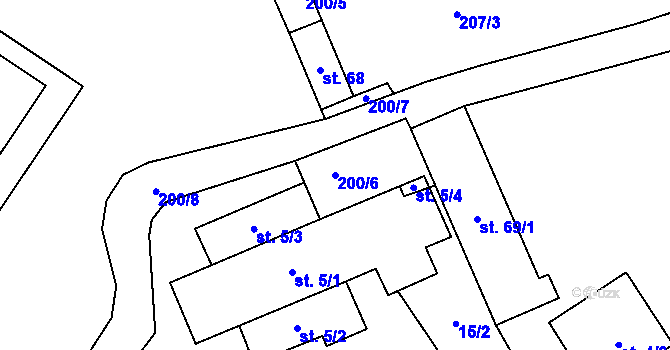 Parcela st. 200/6 v KÚ Suchá Lhota, Katastrální mapa