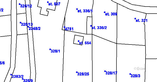Parcela st. 554 v KÚ Suchá Loz, Katastrální mapa