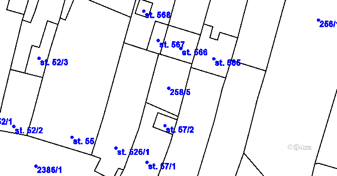 Parcela st. 258/5 v KÚ Suchá Loz, Katastrální mapa