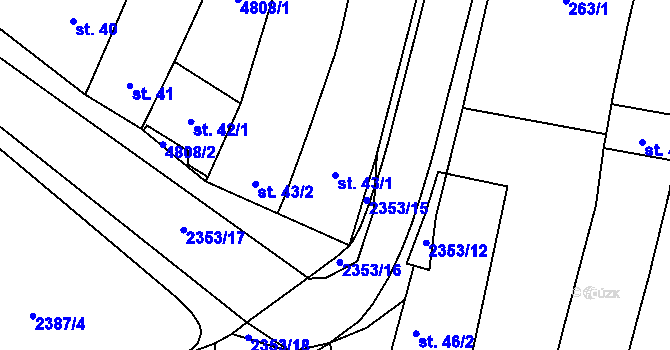 Parcela st. 43/1 v KÚ Suchá Loz, Katastrální mapa
