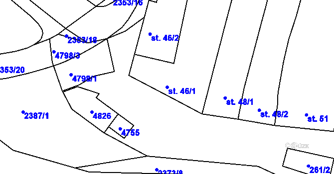 Parcela st. 46/1 v KÚ Suchá Loz, Katastrální mapa