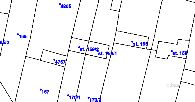 Parcela st. 159/1 v KÚ Suchá Loz, Katastrální mapa