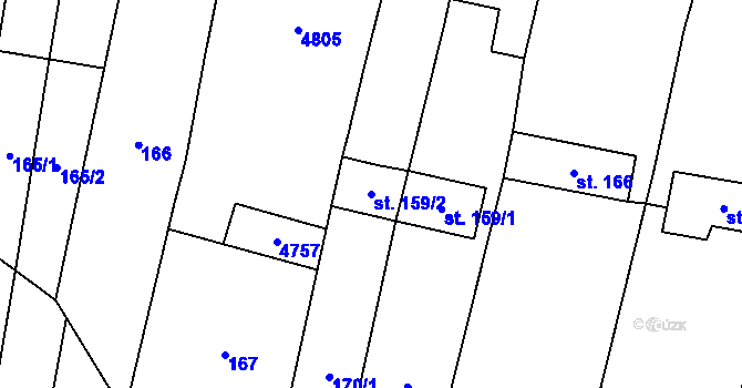 Parcela st. 159/2 v KÚ Suchá Loz, Katastrální mapa