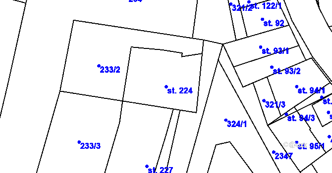 Parcela st. 224 v KÚ Suchá Loz, Katastrální mapa