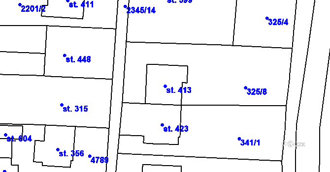 Parcela st. 413 v KÚ Suchá Loz, Katastrální mapa
