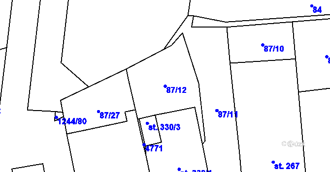 Parcela st. 87/12 v KÚ Suchá Loz, Katastrální mapa