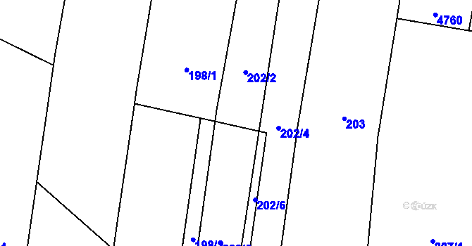 Parcela st. 202/2 v KÚ Suchá Loz, Katastrální mapa
