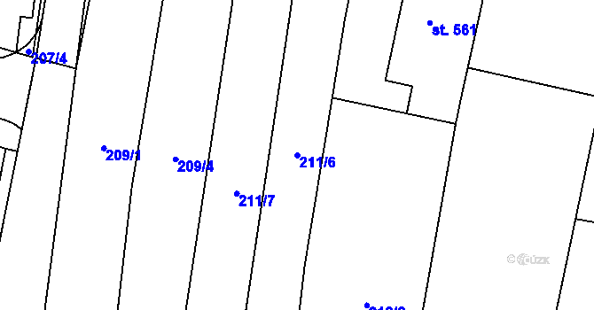 Parcela st. 211/6 v KÚ Suchá Loz, Katastrální mapa