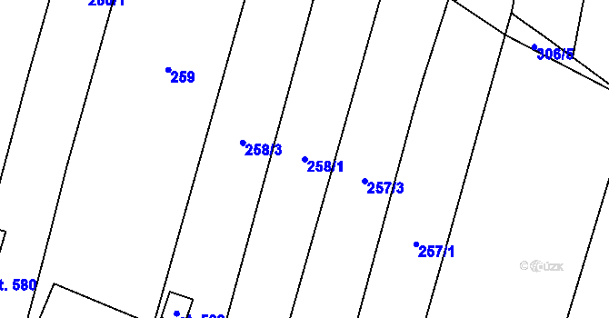 Parcela st. 258/1 v KÚ Suchá Loz, Katastrální mapa