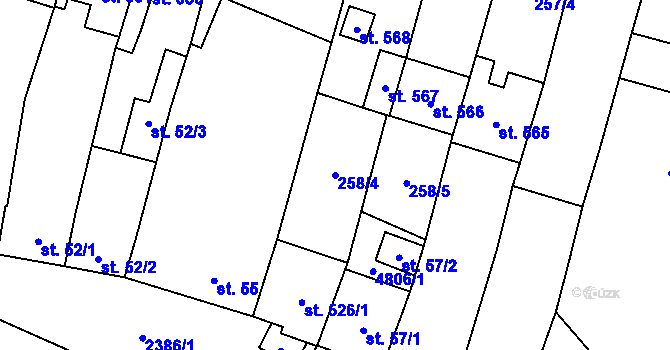 Parcela st. 258/4 v KÚ Suchá Loz, Katastrální mapa