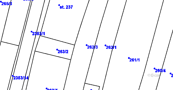 Parcela st. 262/3 v KÚ Suchá Loz, Katastrální mapa