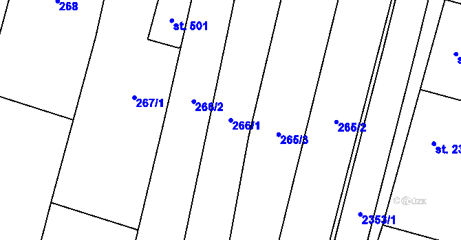 Parcela st. 266/1 v KÚ Suchá Loz, Katastrální mapa