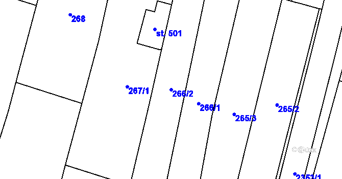 Parcela st. 266/2 v KÚ Suchá Loz, Katastrální mapa