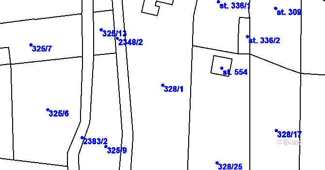 Parcela st. 328/1 v KÚ Suchá Loz, Katastrální mapa