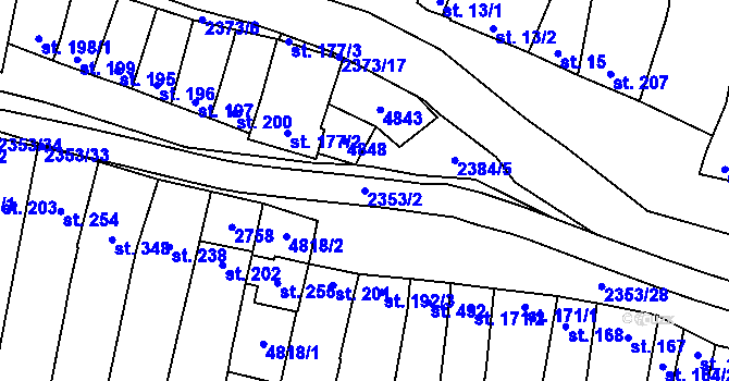 Parcela st. 2353/2 v KÚ Suchá Loz, Katastrální mapa