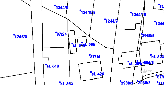 Parcela st. 595 v KÚ Suchá Loz, Katastrální mapa