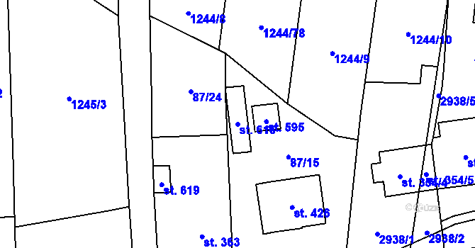 Parcela st. 616 v KÚ Suchá Loz, Katastrální mapa