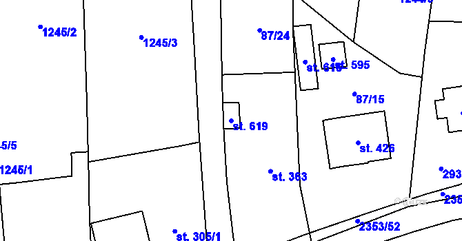Parcela st. 619 v KÚ Suchá Loz, Katastrální mapa