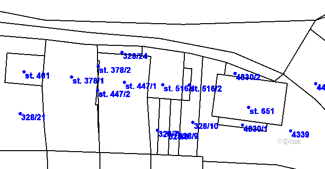 Parcela st. 516/1 v KÚ Suchá Loz, Katastrální mapa